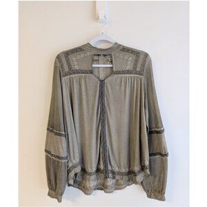 POL clothing boho sheer long sleeve blouse